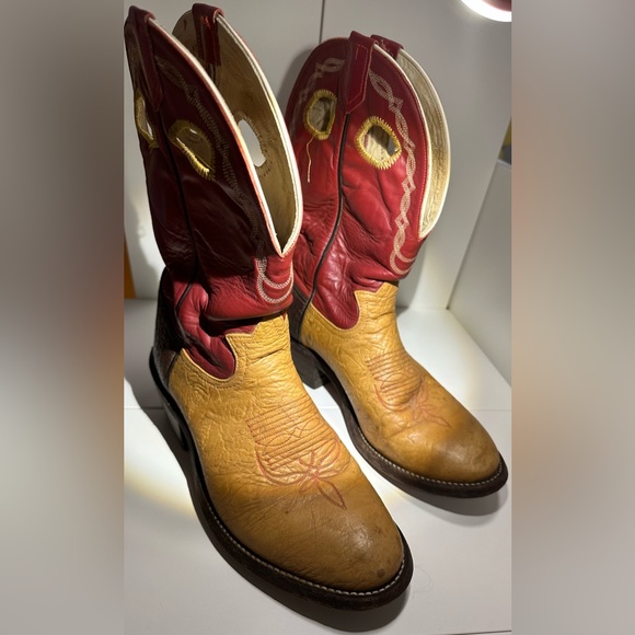 Vintage Tony Lama Arena Boots Mens Round Toe Casual Boots Mid Calf size 7.5